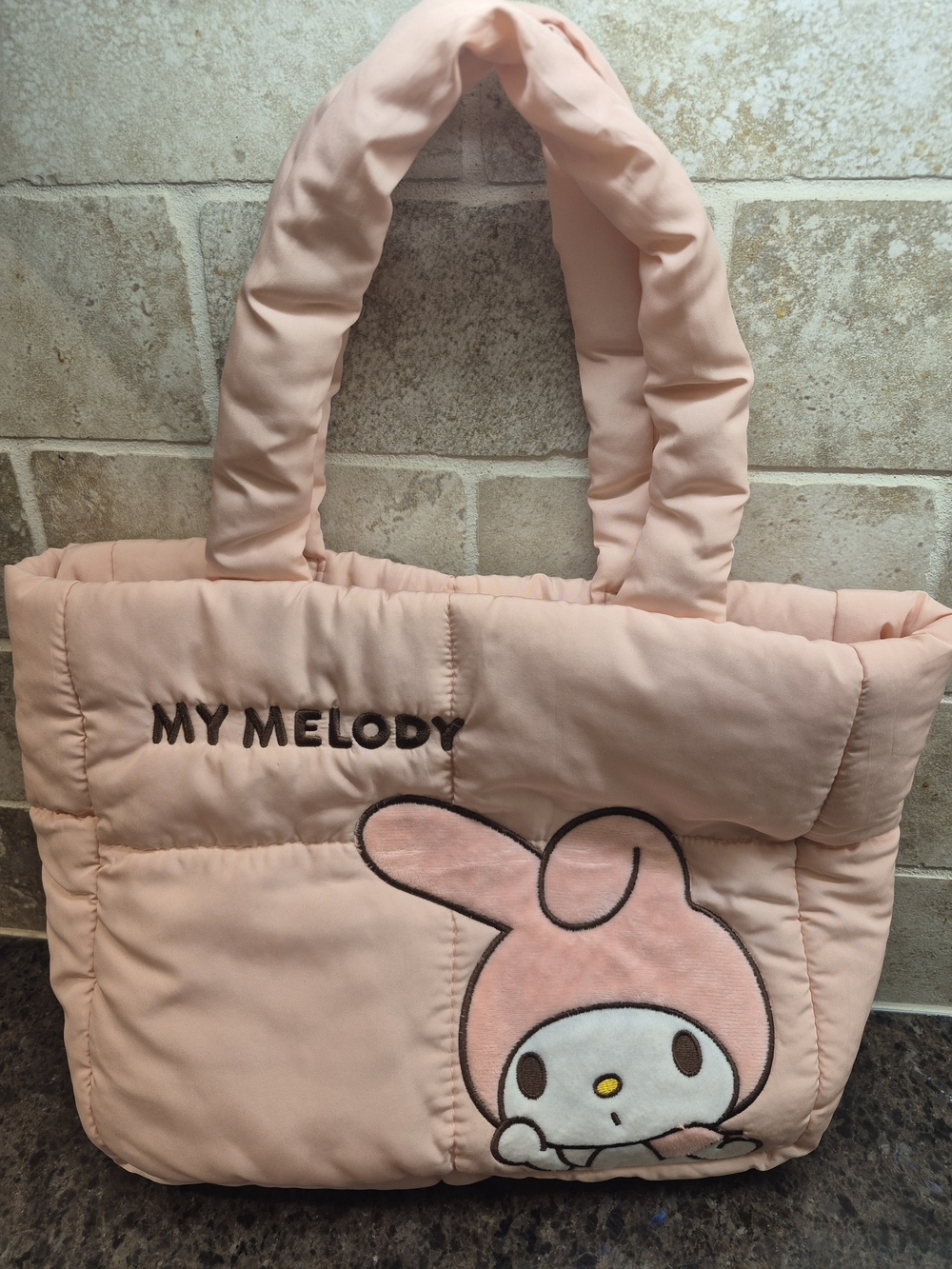 Sanrio Quilted Tote Light Weight My Melody Tote Puffy Bag Magnetic Closure